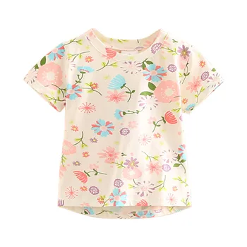 2021 Vară 2 3 4 5 6 7 8 9 10 ani de Aniversare pentru Copii Îmbrăcăminte de Scurt-Maneca Flori Colorate Florale Copii Baby Girl T-Shirt, Blaturi