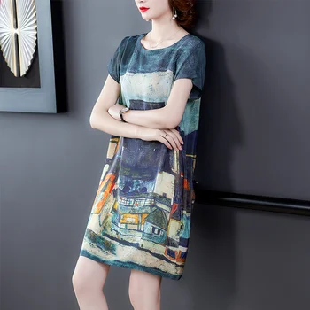 2021 Vară de Înaltă Calitate, Gri Mătase de Dud Rochie de Moda de Epocă 4XL Plus Dimensiunea Pistei Rochie Midi Eleganta pentru Femei rochie Bodycon Vestidos