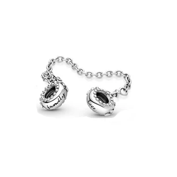 2021 Ziua Îndrăgostiților Nou Stil de Argint 925 Farmecul Margele Lanț de Siguranță, Inima se potrivesc Original Pandora Brățară Bijuterii de Argint