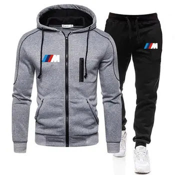2021New Brand Bărbați Îmbrăcăminte BMW Trening 2 Piese Hanorac+Pantaloni Bărbați Hoodie Set Costum de Sport Streetswear Jachete Barbati Set M-3XL