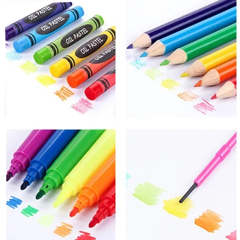 208 BUC Copilul Trage Set Creion Colorat Pastel, Acuarele, Pixuri Set de Desen Jucărie Desen de Arta Stilouri-Marker Rechizite Copil Cadouri
