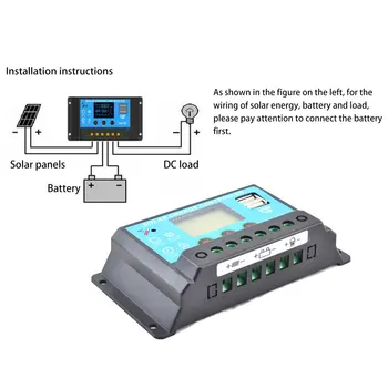 20A Display LCD Auto Încărcător Solar Controler Pentru 12V 24V LI-ION Baterie Plumb-Acid Regulator Dual USB 5V Ieșire