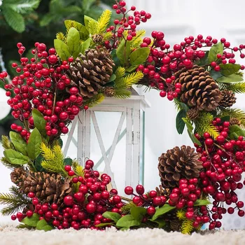 20BUC Crăciun Artificial fructe de Padure Rosii Crenguță Stem, Flori False fructe de Padure Grămadă de Decorațiuni pentru Bradul de Crăciun DIY Meșteșug
