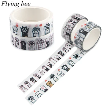 20buc/lot Flyingbee 15mmx5m Hârtie Washi Tape Laba Pisica Kawaii Bandă Adezivă DIY Scrapbooking Eticheta adezivă de Mascare Bandă X0888