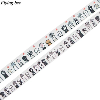 20buc/lot Flyingbee 15mmx5m Hârtie Washi Tape Laba Pisica Kawaii Bandă Adezivă DIY Scrapbooking Eticheta adezivă de Mascare Bandă X0888
