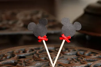 20buc Mouse-ul Cupcake Topper Panglică Roșie ~ Mâncare Alege Cravata Roșie tort joben, fete prima parte