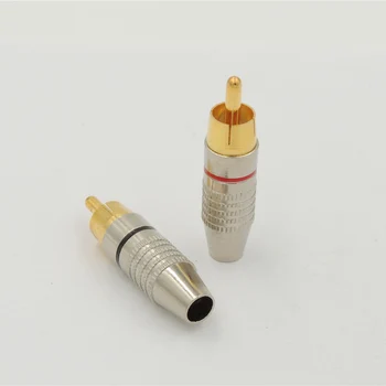 20buc placat cu Aur rca male plug Solderless audio-video adaptor difuzor de aur conector Rosu + Negru