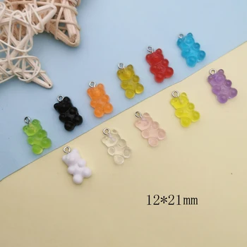 20buc Rășină Gummy Bear Farmece Cabochons Culoare Transparent Gummy Bomboane Farmecul Colier Cercei Plutitoare DIY Accesorii Bijuterii