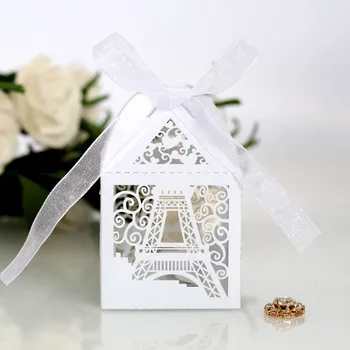 20buc Turnul Eiffel Tăiat cu Laser de Nunta Favoruri și Cutie de Cadou Drajeuri pentru Nunta Cutie de Bomboane Copil de Dus Botez Cupcake Cutie de Ambalare