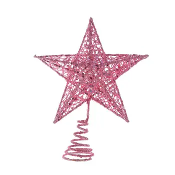 20cm Pom de Crăciun Fier Star Topper Strălucitoare Decorare Pom de Crăciun Ornamente (Roz)