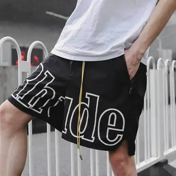20SS RHUDE pantaloni scurți New York restricționat monograma cordon 3m reflectorizante plaja 5s RHUDE pantaloni scurți casual liber bărbați/s RHUDE pantaloni scurți