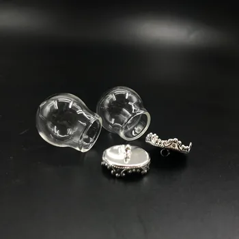 20x15mm glob de Sticlă coroana de argint butonul de bază diy flacon de sticlă pandantiv sticla pandantiv colier cupolă de sticlă acoperă sfere de farmece