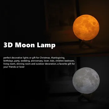 22CM Moon Light 3D de Imprimare Luna Lampă Cu Stand,16 culori Lunar Lumina de Noapte cu Funcție de Cronometru,USB Dormitor Dormi Lumini pentru Copii