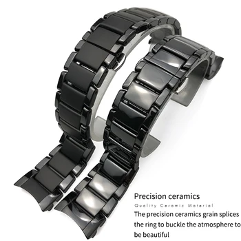 22mm 24mm din Ceramică de Înaltă Calitate Watchband Ceas din Oțel Inoxidabil Catarama se Potrivesc pentru Armani AR1451 AR1452 Negru Bratari Instrumente Gratuite