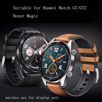 22mm Piele +Silicon 2in 1 curea maro negru albastru bratara Potrivit pentru Huawei watch GT/Pro ceas inteligent accesorii