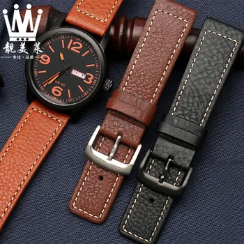 22mm piele watchband de sex masculin universal curea maro negru bratara pentru Citizen BM8475/26E 00F00X Sao lumina portocalie energie cinetică