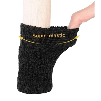 24 Buc Elastic Anti-Alunecare Tricotat Mobilier Scaun Picior Ciorapi-Etaj Protectori, Mobilier Tampoane Capace (Negru)