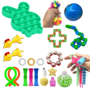 24 Buc Frământa Senzoriale Jucărie Set De Relief De Stres Jucării Autism Anxietate De Stres De Relief Pop Bule Frământa Senzoriale Jucărie Pentru Copii Adulți