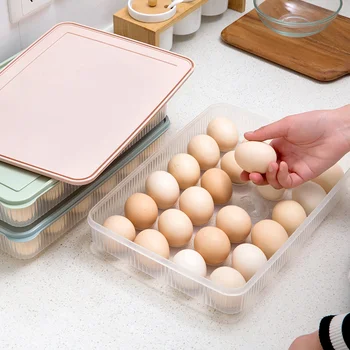 24 Grile pot fi Stivuite ou cutie de depozitare cu capac Anti-Coliziune Tava caz ou container pentru frigider, bucătărie organizator