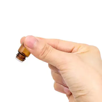 24buc 1ml Mici Flacoane din Sticlă brună Sticle Recipiente Cu Orificiu Reductor Capac Negru Pentru Doterra Ulei Esențial Mostra de Parfum