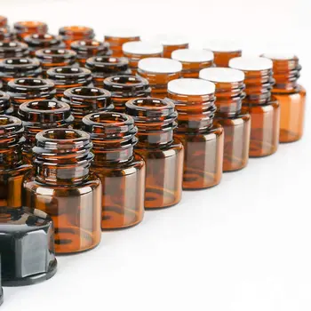 24buc 1ml Mici Flacoane din Sticlă brună Sticle Recipiente Cu Orificiu Reductor Capac Negru Pentru Doterra Ulei Esențial Mostra de Parfum