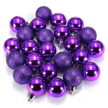 24buc Chic de Craciun Globuri de Pom de Simplu Sclipici CRĂCIUN Ornament Mingea Decor Violet