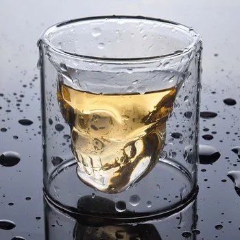 25-250ml Dublu-strat de Sticlă Transparentă Craniu Vin, Lapte, Whisky, Cafea, Ceai Cană de Băutură Ceașcă Reutilizabile Instrument de Rod Accessori
