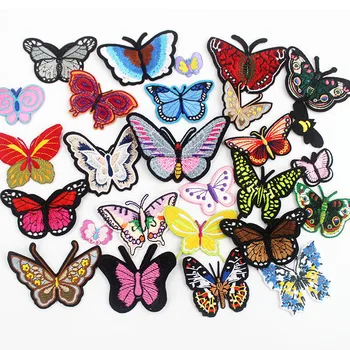 25 Buc o mulțime Brodate Fluture Patch-uri de Fier pe Insigne, Autocolante pentru Îmbrăcăminte Geaca de Blugi Saci DIY Consumabile de Cusut