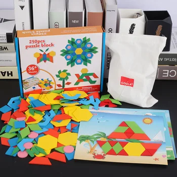 250PCS puzzle-uri din lemn Colaj creativ puzzle bord 15 duble cu care se confruntă jigsaw puzzle pentru copii DIY puzzle-uri Clasice jucarii Educative