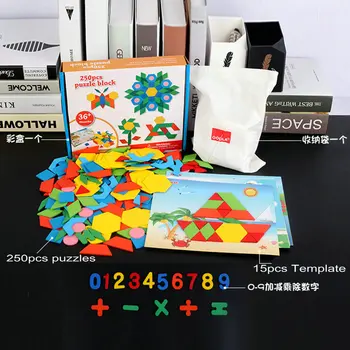 250PCS puzzle-uri din lemn Colaj creativ puzzle bord 15 duble cu care se confruntă jigsaw puzzle pentru copii DIY puzzle-uri Clasice jucarii Educative