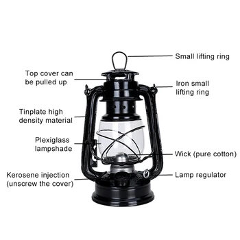 25cm Stil Vintage Lampă cu Kerosen Portabil în aer liber EDC Urgență Instrument de Supraviețuire Cort de Camping Light Gol Agățat Lanterna Decor
