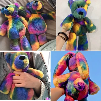 25cm Înălțime Stând Teddy bear bunney jucărie de pluș papusa moale curcubeu colorat urs iepure papusa ins noutate pentru cadouri