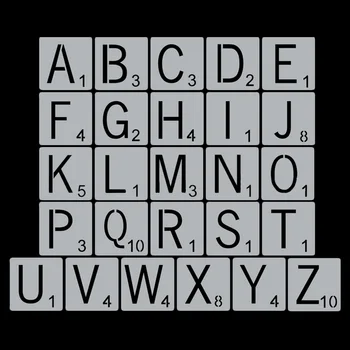 26PCS Reutilizabile Scrabble Scrisorile de Alfabete Șabloane de Desen, Pictura Template-uri pentru DIY Meșteșug Acasă Decorare Perete 4x4inch