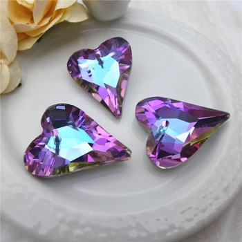 27mm inima de cristal în formă de farmec pandantive pentru a face bijuterii accesorii colier de Sticlă, Stras îmbrăcăminte îmbrăcăminte margele 12 buc