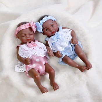 28CM Renăscut Baby Doll Negru African Corp Plin cu Silicon Jucărie Pentru Fată Băiat Mini Drăguț Copii Baie Casă de Joacă Realiste Bebe cel Mai frumos Cadou