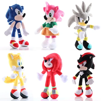 28cm Sonic Pluș 6pcs Sonic Ariciul Amy Rose și Desene animate PP Bumbac Sonic Albastru Moale jucărie de Pluș Pentru Copii Cadouri