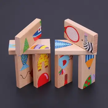 28pcs/Set Domino Puzzle din Lemn Desene animate Montessori Educative Jucarii pentru Copii 2020 vânzare fierbinte Domino Puzzle-uri din Lemn jucarii игрушки