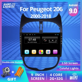 2din Android 9.0 Radio Auto Pentru Peugeot 206 2000-2016 Mașină Player Multimedia Navigatie GPS WIFI Ecran IPS Player Dvd Autoradio
