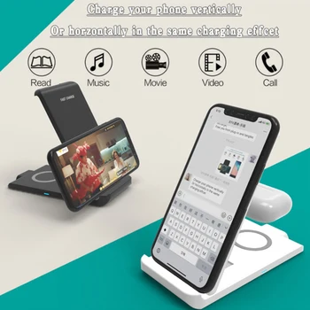 2in1 Ori 15W Încărcător Wireless Station pentru iPhone 11 X Xs Max 8 Plus Xr 5W Wireless Charging Pad pentru Airpods Pro 2 Stand Titular