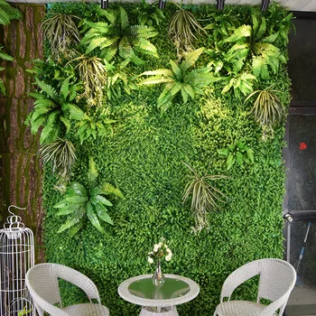 2mx1m Plante Artificiale Flori de Perete Panouri de Perete din Plastic Verde Gazon Tropicale cu Frunze DIY Nunta Decor Acasă Accesorii