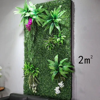 2mx1m Plante Artificiale Flori de Perete Panouri de Perete din Plastic Verde Gazon Tropicale cu Frunze DIY Nunta Decor Acasă Accesorii