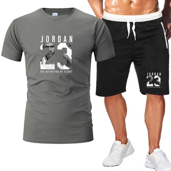 2piece set bărbați costume jordan 23 t-shirt, pantaloni scurți de vară scurt set trening barbati sport costum de jogging trening tricou de baschet