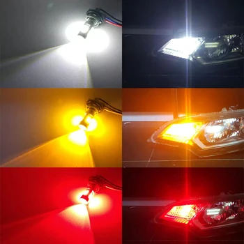 2x T25 3157 W21/5W 7443 PY21W Mașină de Semnal cu LED-uri Bec Coada Transforma Inversa de Rezervă Lampă de Stop DRL Red White Amber 12V 21SMD