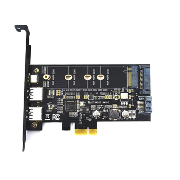 2x USB 3.0 & Type-c M. 2 PCIe Adaptor M2 SSD SATA B Cheie pentru PCI-e 3.0 Controler Converter Riser Card pentru 2280 2260 2242 2230 unitati solid state