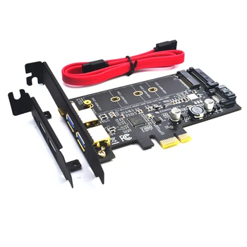 2x USB 3.0 & Type-c M. 2 PCIe Adaptor M2 SSD SATA B Cheie pentru PCI-e 3.0 Controler Converter Riser Card pentru 2280 2260 2242 2230 unitati solid state