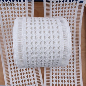 2yards tesatura dantelă panglică Nouă Bilaterale trim Cod de Bare DIY decorare nunta africane dantela tesatura Lapte de Mătase Geometrice Zăbrele