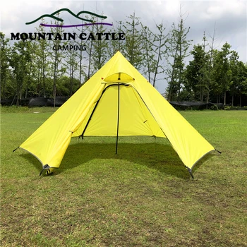 3-4 Persoane Strat Dublu Mare Piramida Cort Ultrausor în aer liber Camping Cort Mare Backpacking Drumeții Cort cu Tija Tent Adăpost