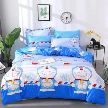 3/4buc Doraemon de Desene animate de Imprimare de Calitate Iarna Set de lenjerie de Pat Duvet Cover Bed Flat Sheet față de Pernă Dormitor Consumabile Dropshipping