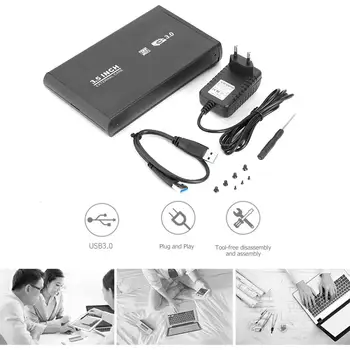 3.5 inch Hard Disk Caz SATA pentru USB3.0 din Aliaj de Aluminiu HDD Cazul Hard Disk Extern Cabina cu Cablu USB pentru PC
