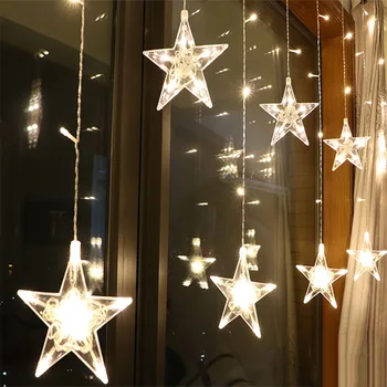 3,5 M LED 220V/110V Crăciun Șir de Lumini Zână Luna Steaua Perdea de Lumină Lampă Pentru Petrecere de Anul Nou Bar de Nunta Decor de Vacanță